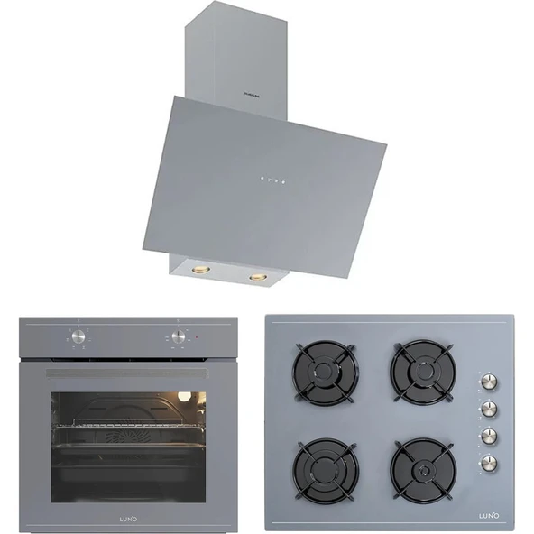 Luno Silverline Luno Gri Ankastre Set 3481 60CM+L501S04+L63S01 ürün görseli 1