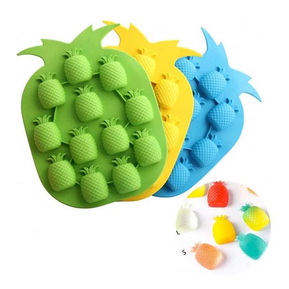 Silikon Çoklu Ananas Çikolata Ve Jelibon Kalıbı 12 Li ürün görseli 1