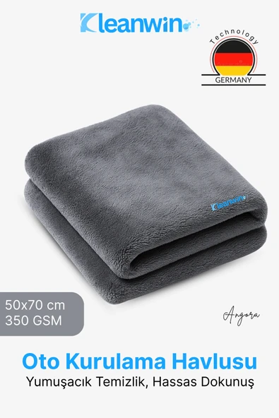 Kleanwin Angora Mikrofiber Bez 50x70 cm 350 GSM | Oto Kurulama Havlusu,Araç Yıkama,Cam ve Kurulama Bezi ürün görseli 1