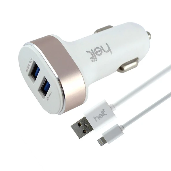 Helt HT-17 5W 2 Çıkışlı Lightning Kablo + Araç Şarj Aleti NT-14575 ürün görseli 1