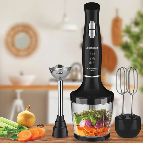Goldmaster Kitchenmix IN-6140S  1000W Güçlü Motor Turbo Hız Ayarlı 3 In 1 Blender Set Siyah ürün görseli 1