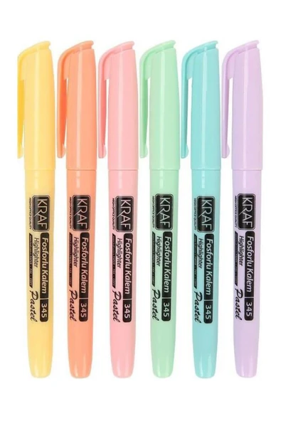 6'lı Pastel Renk Fosforlu Işaretleme Kalem Seti 4 adet ürün görseli 1