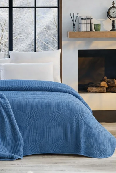 Özdilek Prestige Kalın Embos Çift Kişilik Battaniye (220x240)-Çin Mavisi Yeni ürün görseli 1
