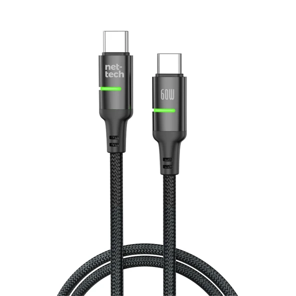 Nettech NT-DC40 60W Plastik 100 Cm Type-C To Type-C Şarj ve Data Kablosu NT-108309 ürün görseli 1