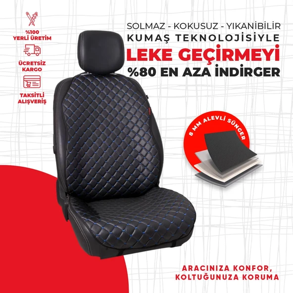Mavi Kapitone Siyah Suni Deri - Resim 4