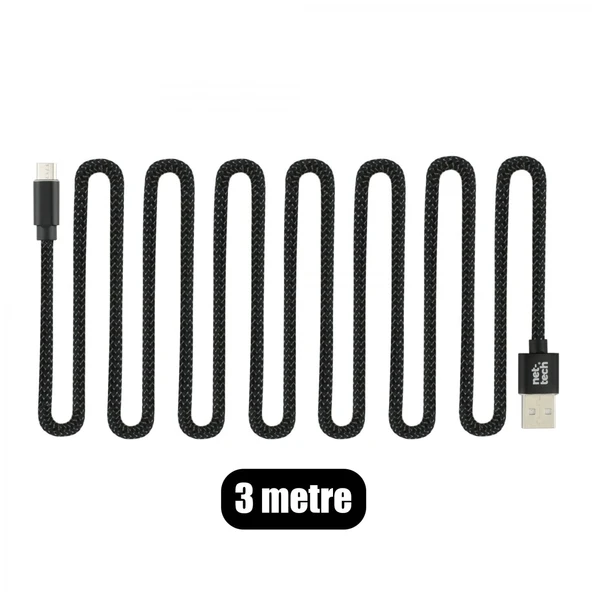 Nettech NT-DC02 İp Örgü 300 Cm Micro Şarj ve Data Kablosu NT-31111 - Resim 2