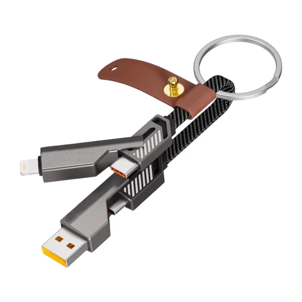 Nettech NT-DC44 4 in 1 60W İp Örgü USB To Micro + Lightning + Type-C Şarj ve Data Kablosu NT-108315 ürün görseli 1