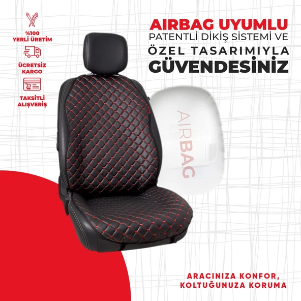 Kırmızı Kapitone Siyah Suni Deri - Resim 2
