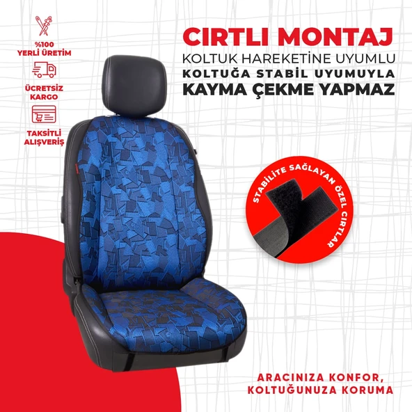 Mavi Cam Kırığı Jakar Dokuma Minder - Resim 3