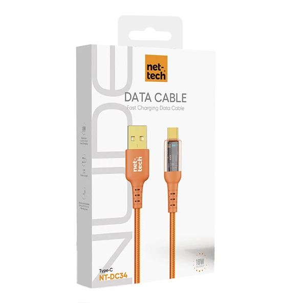 Nettech NT-DC34 Plastik 100 Cm Type-C Şarj ve Data Kablosu NT-108303 - Resim 3