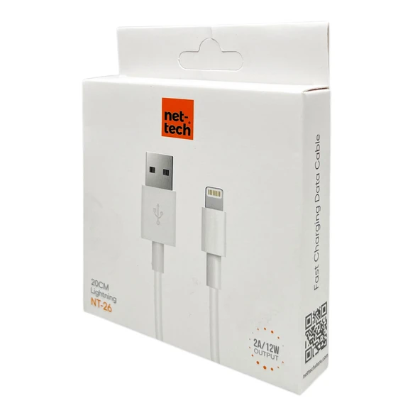 Nettech NT-26 Plastik 20 Cm Lightning Şarj ve Data Kablosu NT-27419 - Resim 3