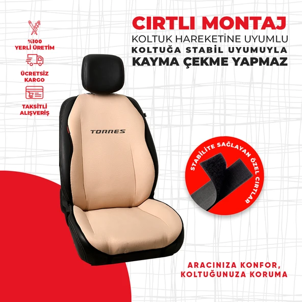 SsangYong Torres Nakışlı Krem Minder - Resim 3