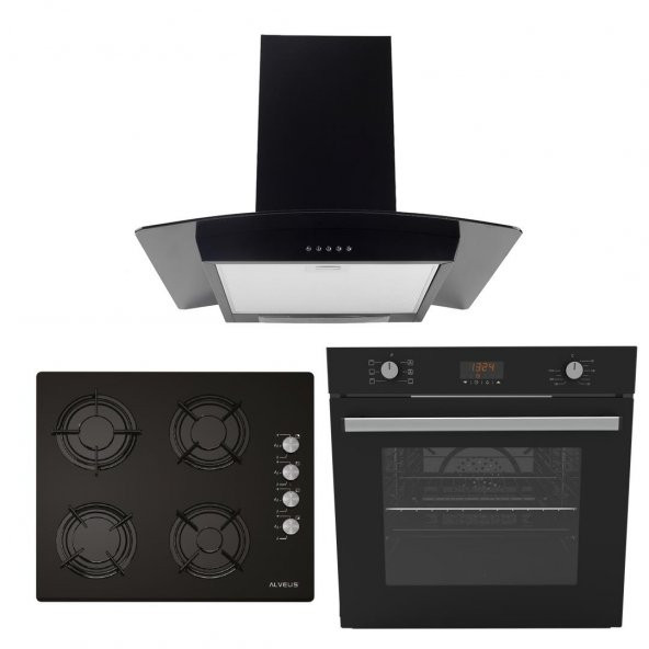 ALVEUS AKDENİZ 627 SİYAH 3LÜ ANKASTRE SET YENİ (İBER-GLS640-MFA627) ürün görseli 1