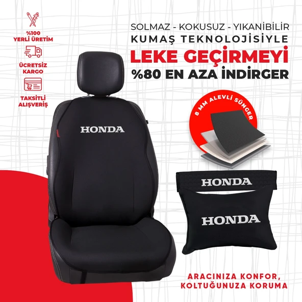 Beyaz Honda Nakışlı Minder Seti - Resim 4