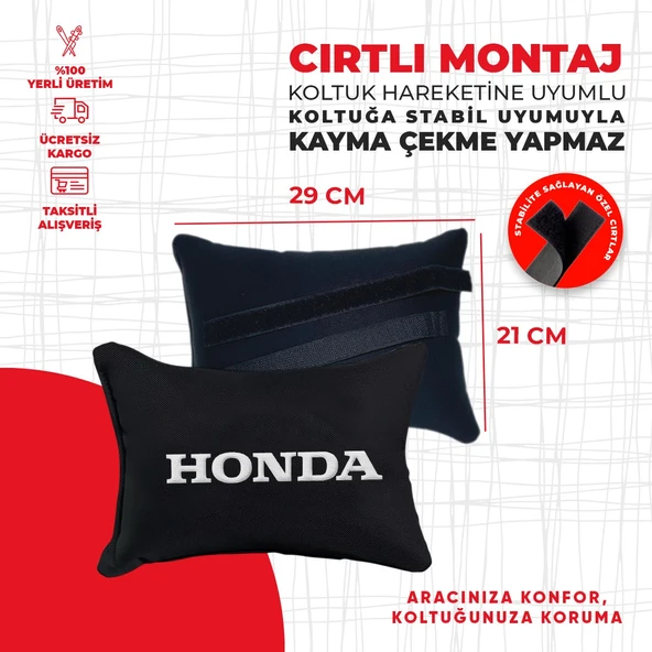 Beyaz Honda Nakışlı Yastık Seti - Resim 2