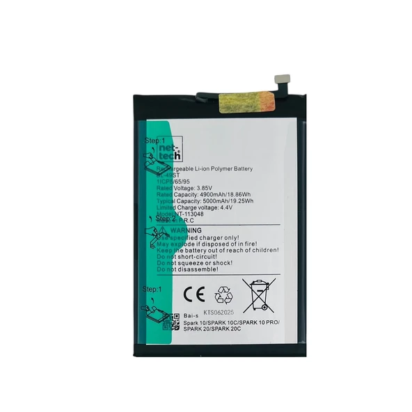 Teknonet Tecno Spark 10 Pro Uyumlu Nettech BL-49ST 5000 MAh Batarya NT-113048 ürün görseli 1