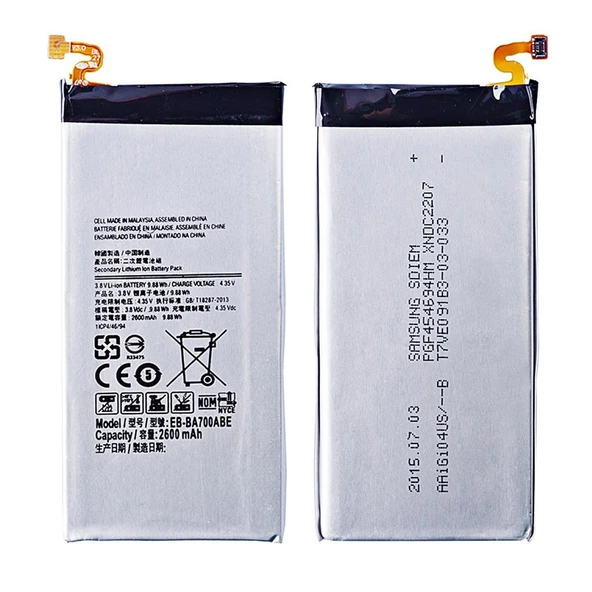 Teknonet Samsung Galaxy A700 A7 2015 Uyumlu Samsung EB-BA700ABE 2600 MAh Batarya NT-7554 ürün görseli 1