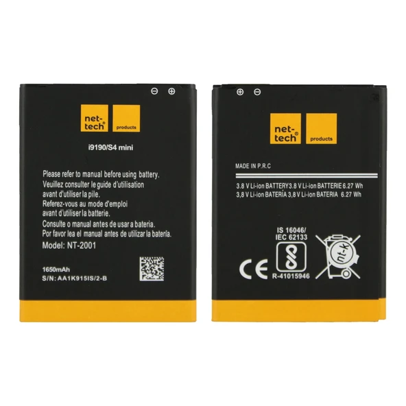 Teknonet Samsung Galaxy i9190 S4 Mini Uyumlu Nettech NT-32422 1650 MAh Batarya NT-32422 ürün görseli 1