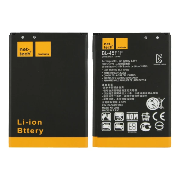 Teknonet LG K8 2017 Uyumlu Nettech BL-45F1F 2000 MAh Batarya NT-32444 ürün görseli 1