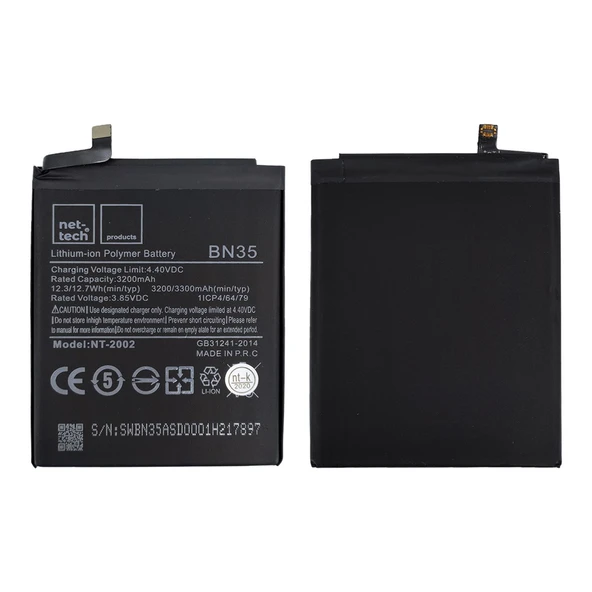 Teknonet Xiaomi Redmi 5 Uyumlu Nettech BN35 3200 MAh Batarya NT-82592 ürün görseli 1