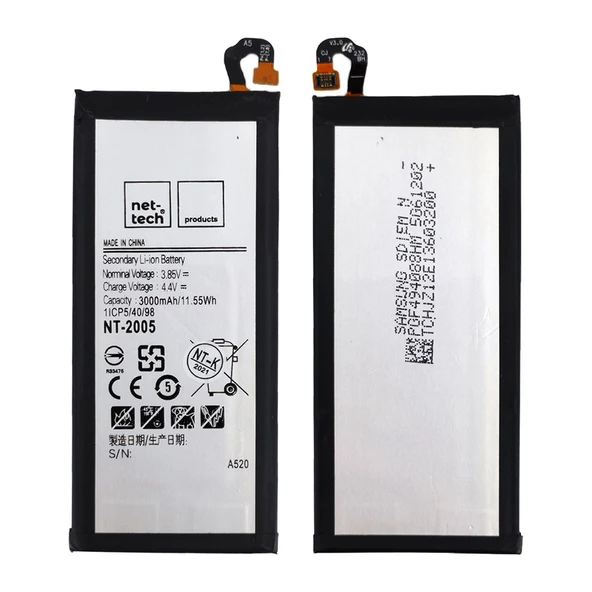 Teknonet Samsung Galaxy A520 A5 2017 Uyumlu Nettech 3000 MAh Batarya NT-85741 ürün görseli 1
