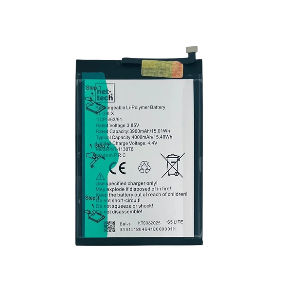 Teknonet İnfinix S5 Lite Uyumlu Nettech BL-39LX 4000 MAh Batarya NT-113076 ürün görseli 1