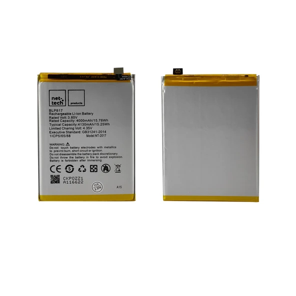 Teknonet Oppo A15 Uyumlu Nettech BLP817 Batarya NT-93129 ürün görseli 1