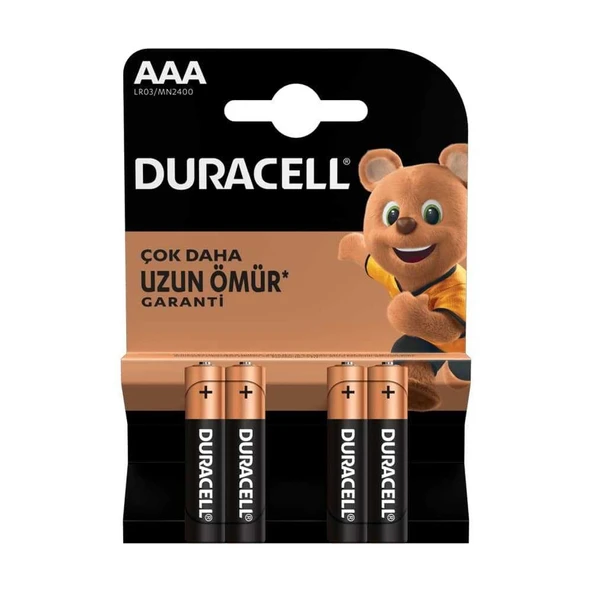 Teknonet Uyumlu Duracell 4lü AAA İnce Kalem Pil Batarya NT-112792 ürün görseli 1