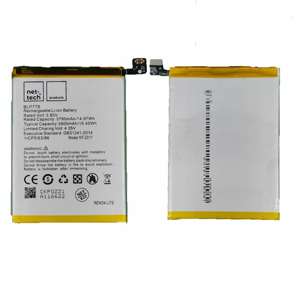 Teknonet Oppo Reno 4 Lite Uyumlu Nettech NT-93123 Batarya NT-93123 ürün görseli 1