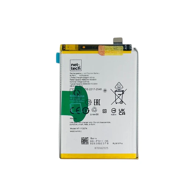 Teknonet Realme 9 Pro Uyumlu Nettech BLP911 5000 MAh Batarya NT-113074 ürün görseli 1