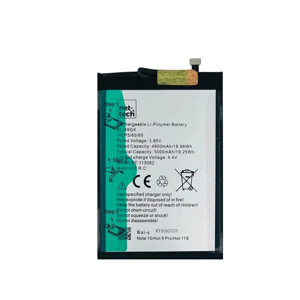 Teknonet İnfinix Note 10 Uyumlu Nettech BL-49GX 5000 MAh Batarya NT-113082 ürün görseli 1