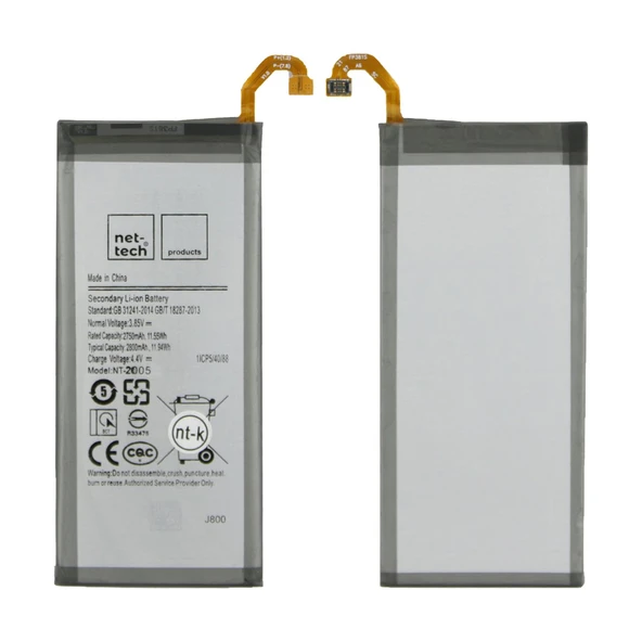 Teknonet Samsung Galaxy J800 J8 Uyumlu Nettech 2800 MAh Batarya NT-32416 ürün görseli 1