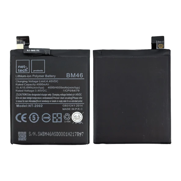 Teknonet Xiaomi Redmi Note 3 Uyumlu Nettech BM46 4000 MAh Batarya NT-82581 ürün görseli 1