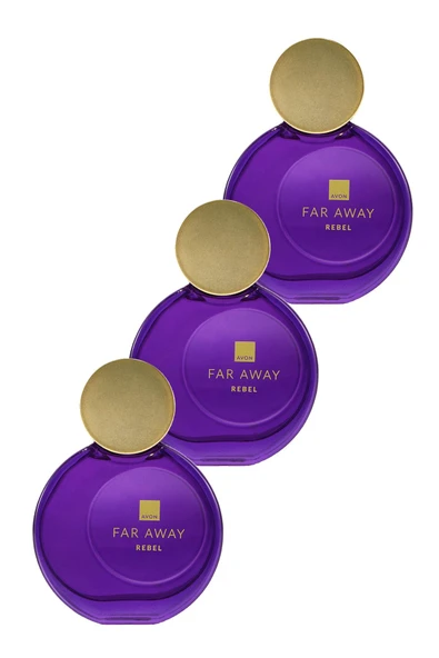 AVON Far Away Rebel Kadın Parfüm Edp 50 Ml. Üçlü Set ürün görseli 1