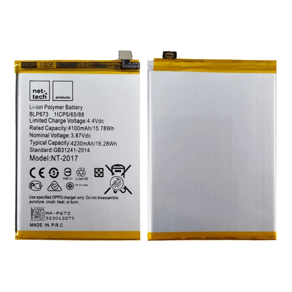 Teknonet Oppo A5s Uyumlu Nettech 4100 mAh Batarya NT-82540 ürün görseli 1