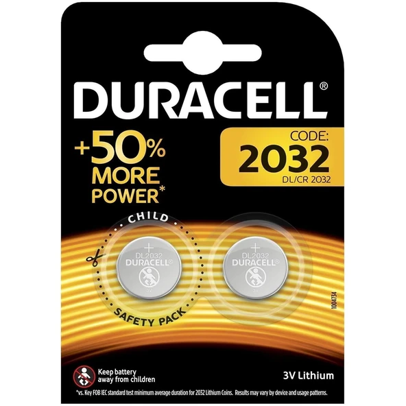 Teknonet Uyumlu Duracell Cr2032 3 Volt Düğme Pil 2li Batarya NT-112805 ürün görseli 1