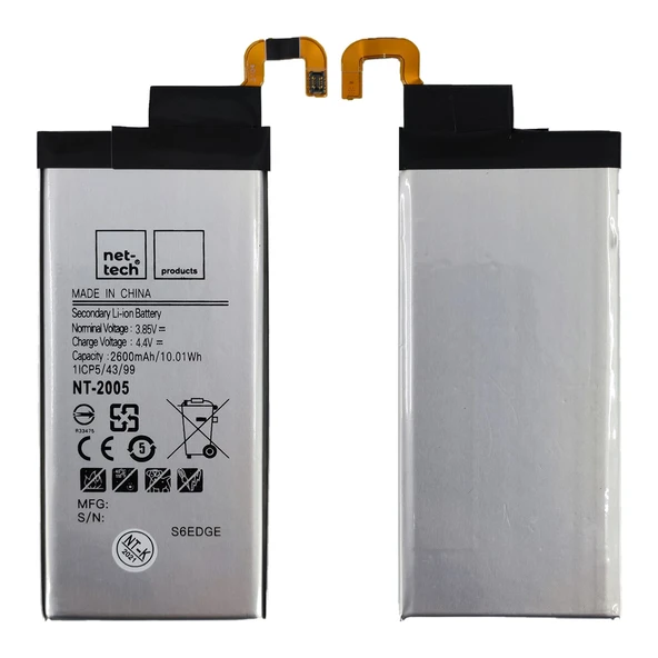 Teknonet Samsung Galaxy G925 S6 Edge Uyumlu Nettech 2600 MAh Batarya NT-86149 ürün görseli 1