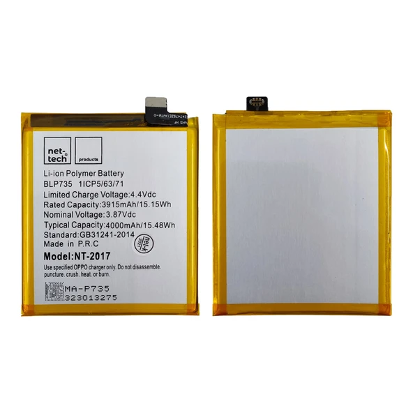 Teknonet Oppo Reno 2 Uyumlu Nettech NT-2017 BLP735 4000 MAh Batarya NT-85726 ürün görseli 1