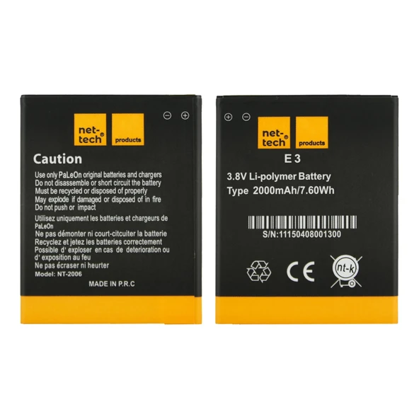 Teknonet General Mobile Discovery E3 Uyumlu Nettech NT-32461 2000 MAh Batarya NT-32461 ürün görseli 1