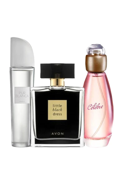AVON Pur Blanca Edt 50ml- Little Black Dress Edp 50ml - Celebre Edt 50ml Bayan Parfüm Seti ürün görseli 1