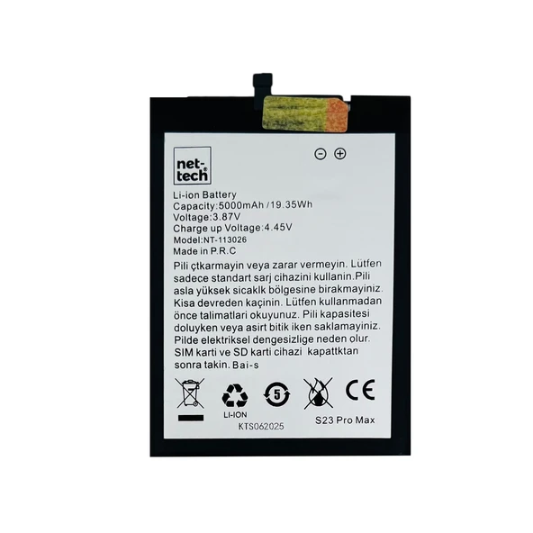 Teknonet Reeder S23 Pro Max Uyumlu Nettech 5000 MAh Batarya NT-113026 ürün görseli 1