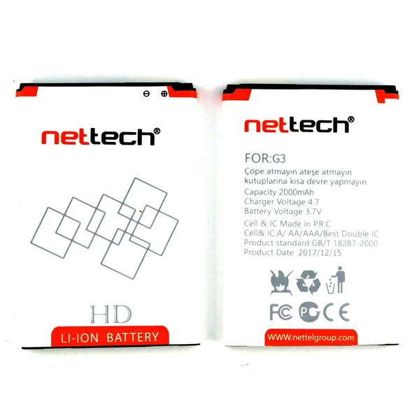 Teknonet LG G3 Uyumlu Nettech 2500 MAh Batarya NT-10507 ürün görseli 1