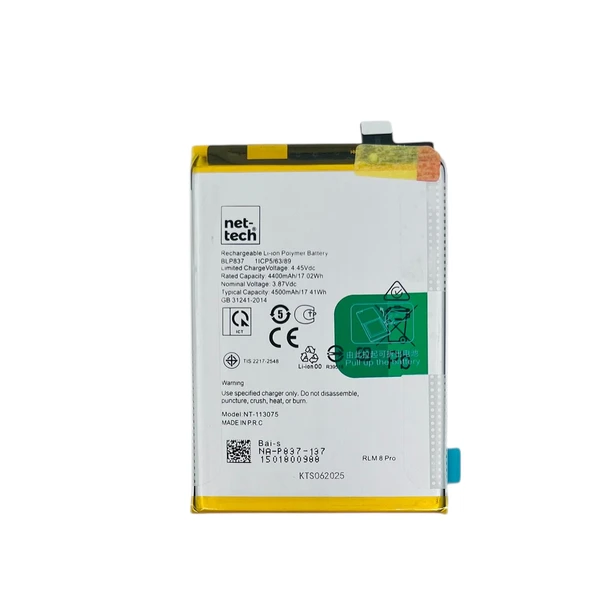 Teknonet Realme 8 PRO Uyumlu Nettech BLP837 4500 mAh Batarya NT-113075 ürün görseli 1