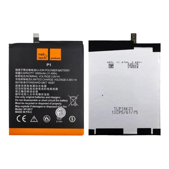 Teknonet Casper Via P1 Uyumlu Nettech NT-2017 3000 MAh Batarya NT-82538 ürün görseli 1