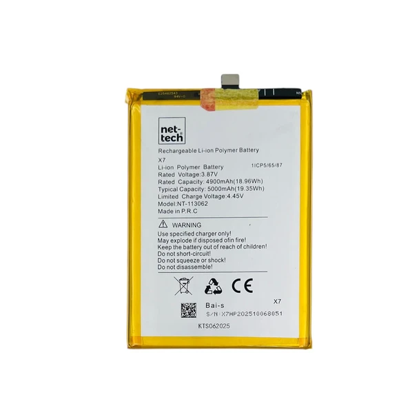 Teknonet Omix X7 Uyumlu Nettech X7/BP1903 5000 MAh Batarya NT-113062 ürün görseli 1