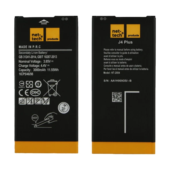 Teknonet Samsung Galaxy J4 Plus Uyumlu Nettech 3000 MAh Batarya NT-32414 ürün görseli 1