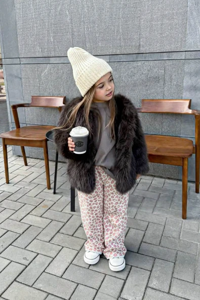 Kız Çocuk Yumuşak Kadife Dokulu Desenli Pijama Altı ürün görseli 1