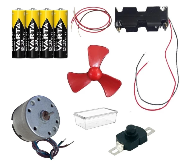 Kutulu DC 6V Güçlü Hobi Oyuncak Motoru Pervane Anahtar Pil Öğrenci Elektrik Motor Deney Seti ürün görseli 1