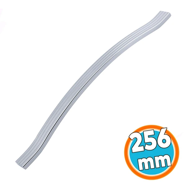 Mobilya Kulpu 256 mm Vida Aralığı Paslanmaz Sağlam Kulpları Kulbu Krom Gümüş Çizgili Metal ürün görseli 1