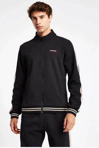 Lescon 24NTEV001119-633 Siyah Erkek Fermuarlı Sweatshirt ürün görseli 1